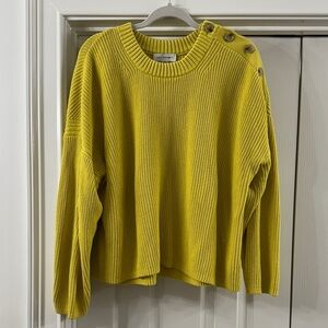 Chic Button-Shoulder Yellow Sweater
